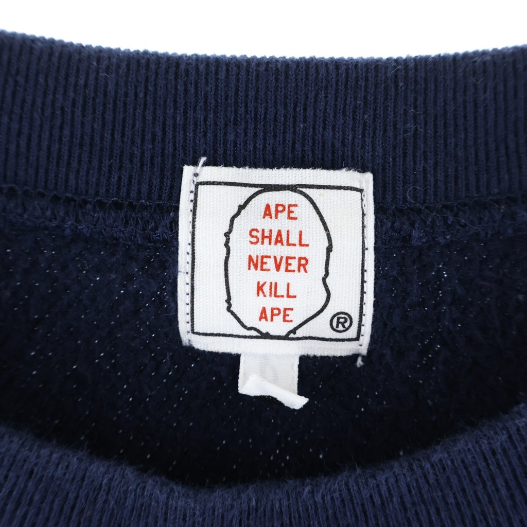 A BATHING APE(アベイシングエイプ) 90S BAPE HEAD TOUR NIGO ジャンピング フロント ロゴ プリント スウェット シャツ ネイビー