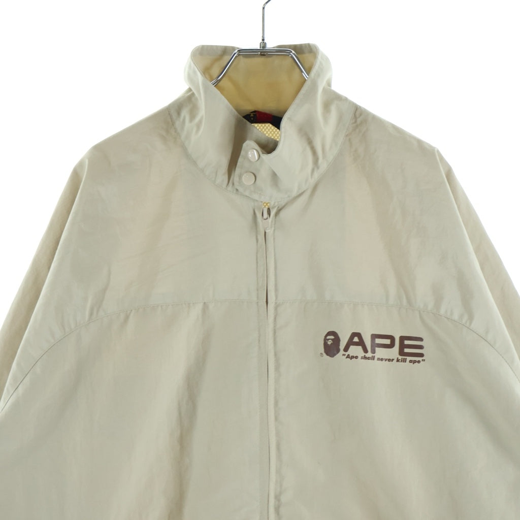 A BATHING APE(アベイシングエイプ) 90S 黒タグ 2WAY ロゴ プリント ナイロン 長袖/半袖 ジップアップ ジャケット ベージュ