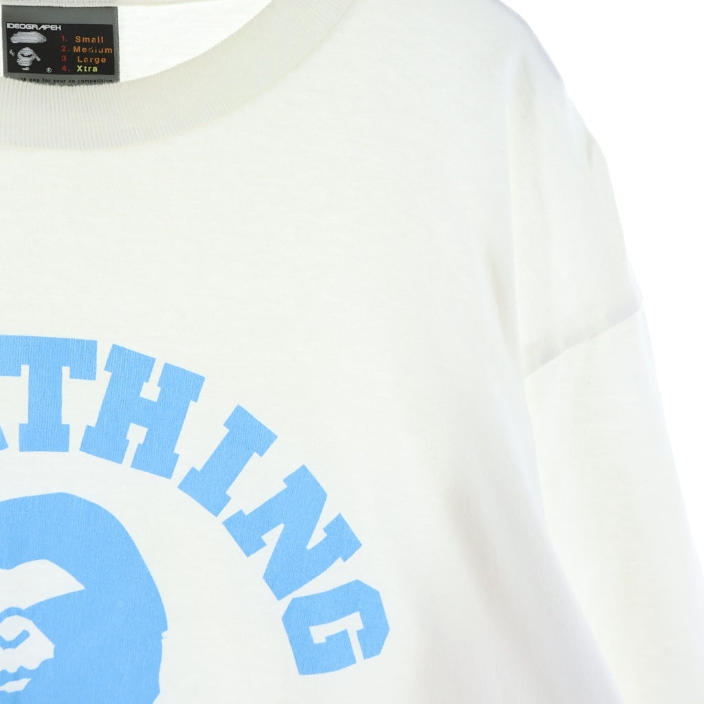 A BATHING APE(アベイシングエイプ) 00S カレッジロゴ プリント ロングスリーブ 長袖 カットソー Tシャツ ホワイト