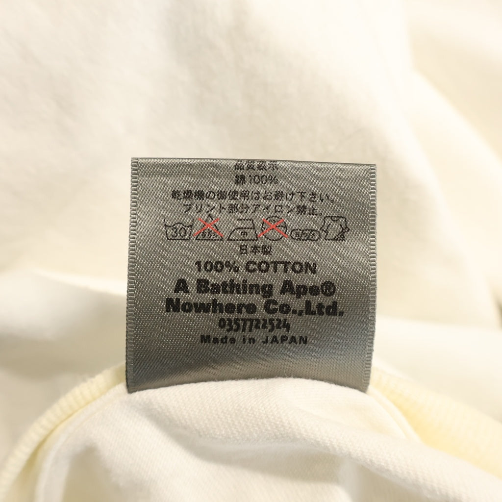 A BATHING APE(アベイシングエイプ) 00S カレッジロゴ プリント ロングスリーブ 長袖 カットソー Tシャツ ホワイト