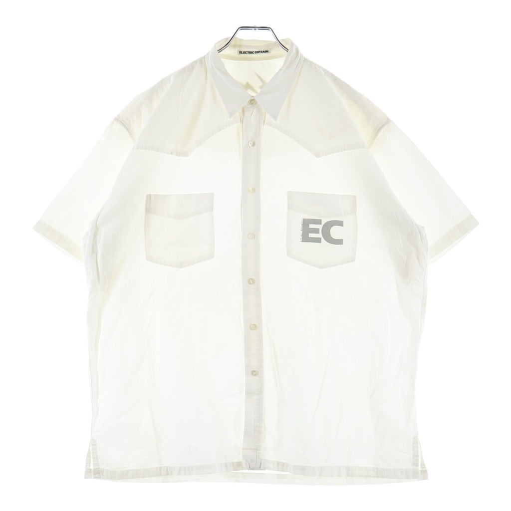 ELECTRIC COTTAGE(エレクトリックコテージ) 90S ロゴ プリント ウエスタン 半袖 開襟 シャツ ホワイト