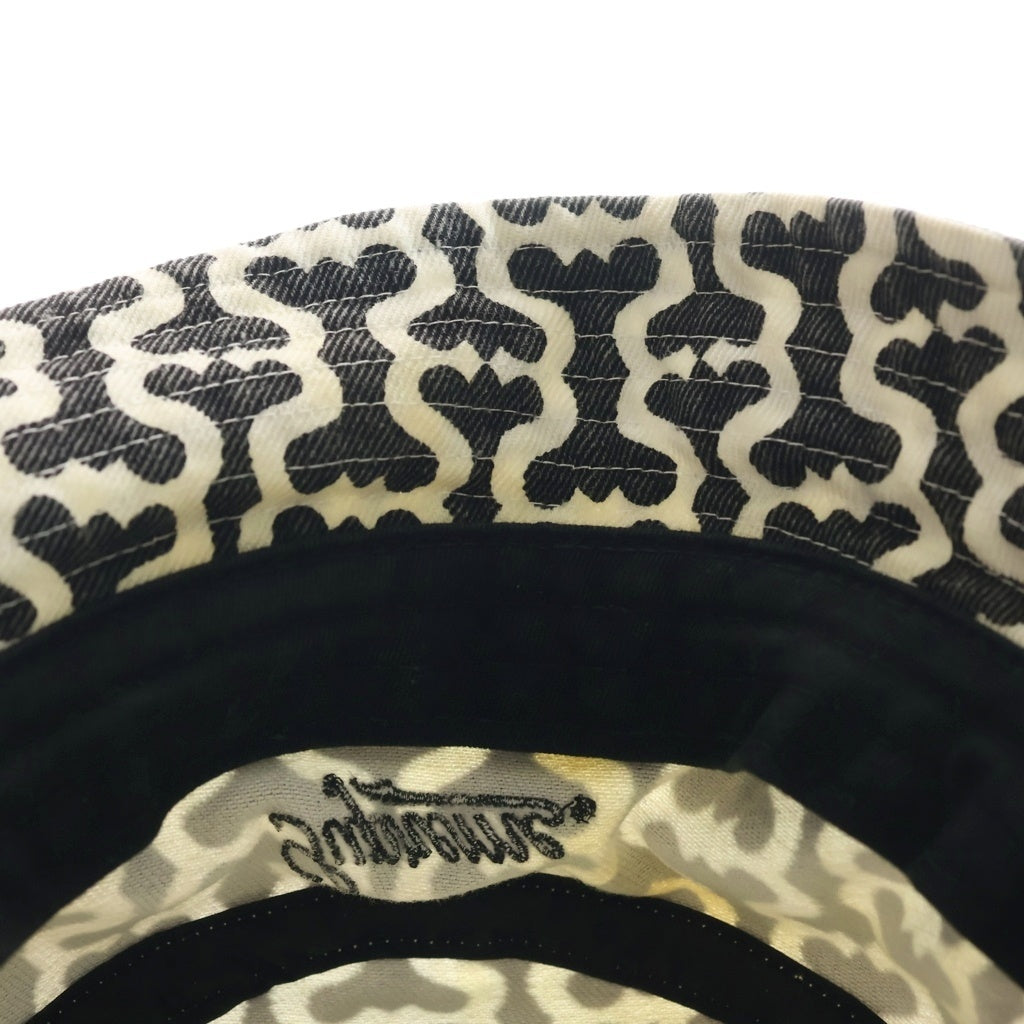 SUPREME(シュプリーム) 21SS Twill Crusher ロゴ 刺繍 総柄 バケット ハット ブラック/ホワイト