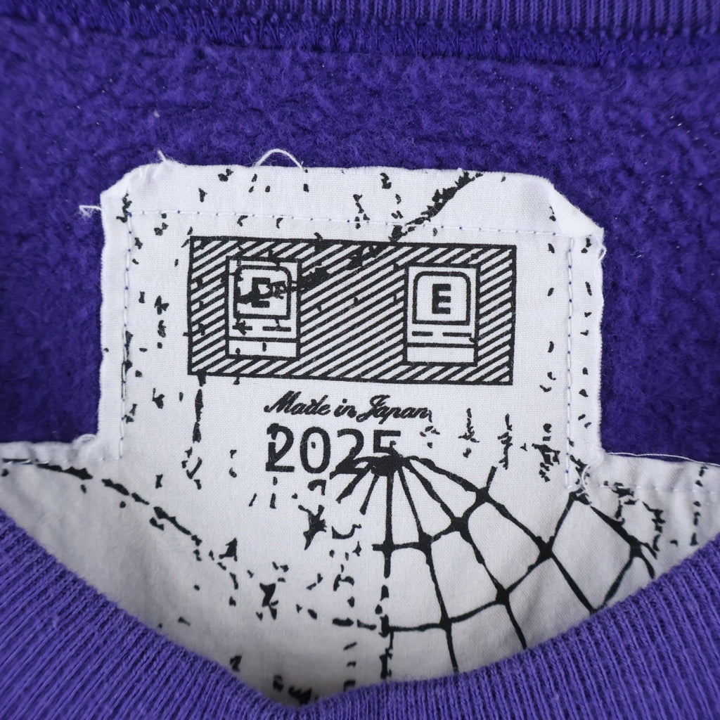 C.E(シーイー) SOLID LOOSE CREW NECK フロント 刺繍 バッグ ロゴ プリント スウェット シャツ パープル CES28CS12