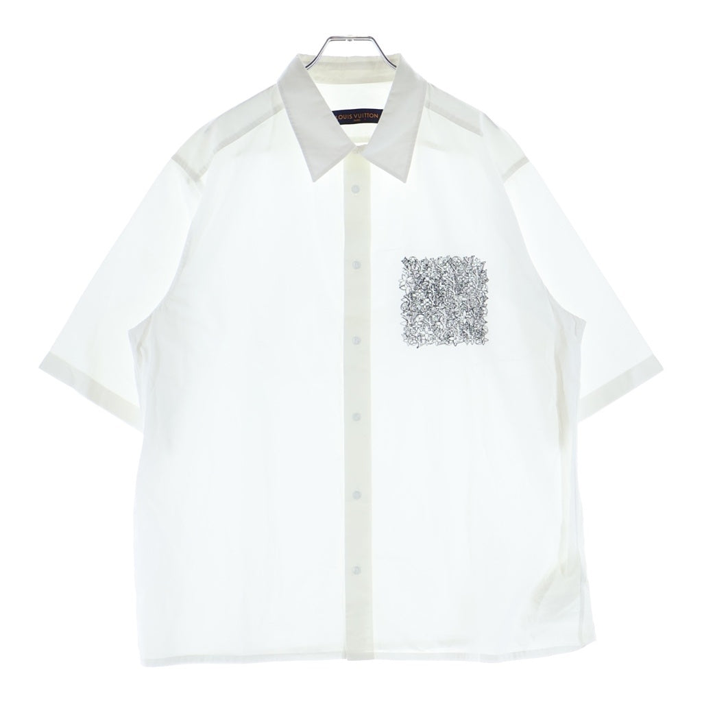 LOUIS VUITTON(ルイヴィトン) 22AW プレースドエンブロイダリーショートスリーブ半袖シャツ ホワイト RM222Q MZ0 HNS45W