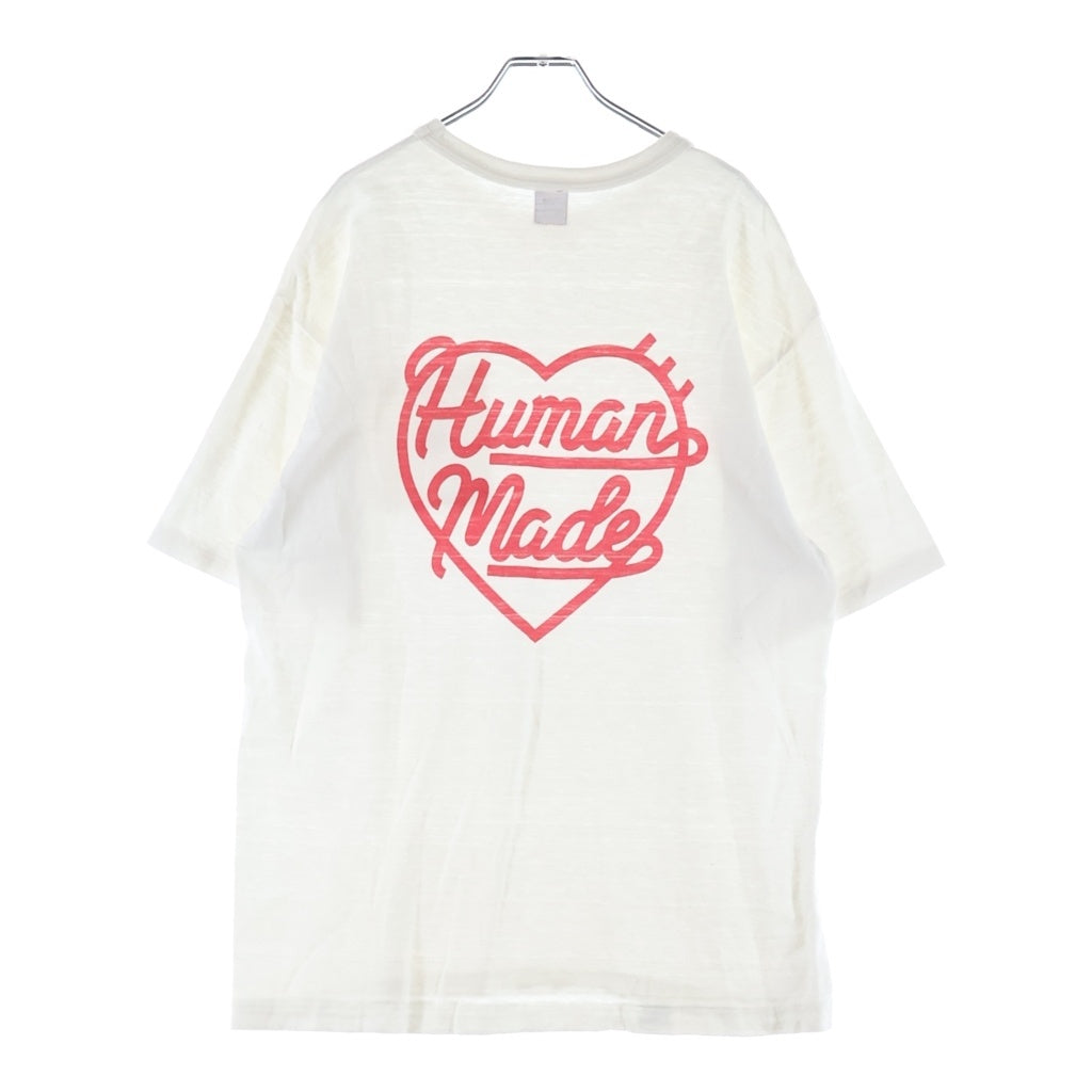 HUMAN MADE(ヒューマンメイド) Heart Tee ワンポイント 刺繍 フロント ロゴ バックプリント 半袖 Tシャツ カットソー ホワイト