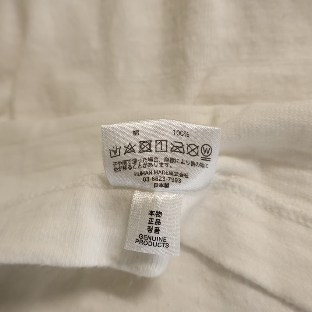 HUMAN MADE(ヒューマンメイド) Heart Tee ワンポイント 刺繍 フロント ロゴ バックプリント 半袖 Tシャツ カットソー ホワイト