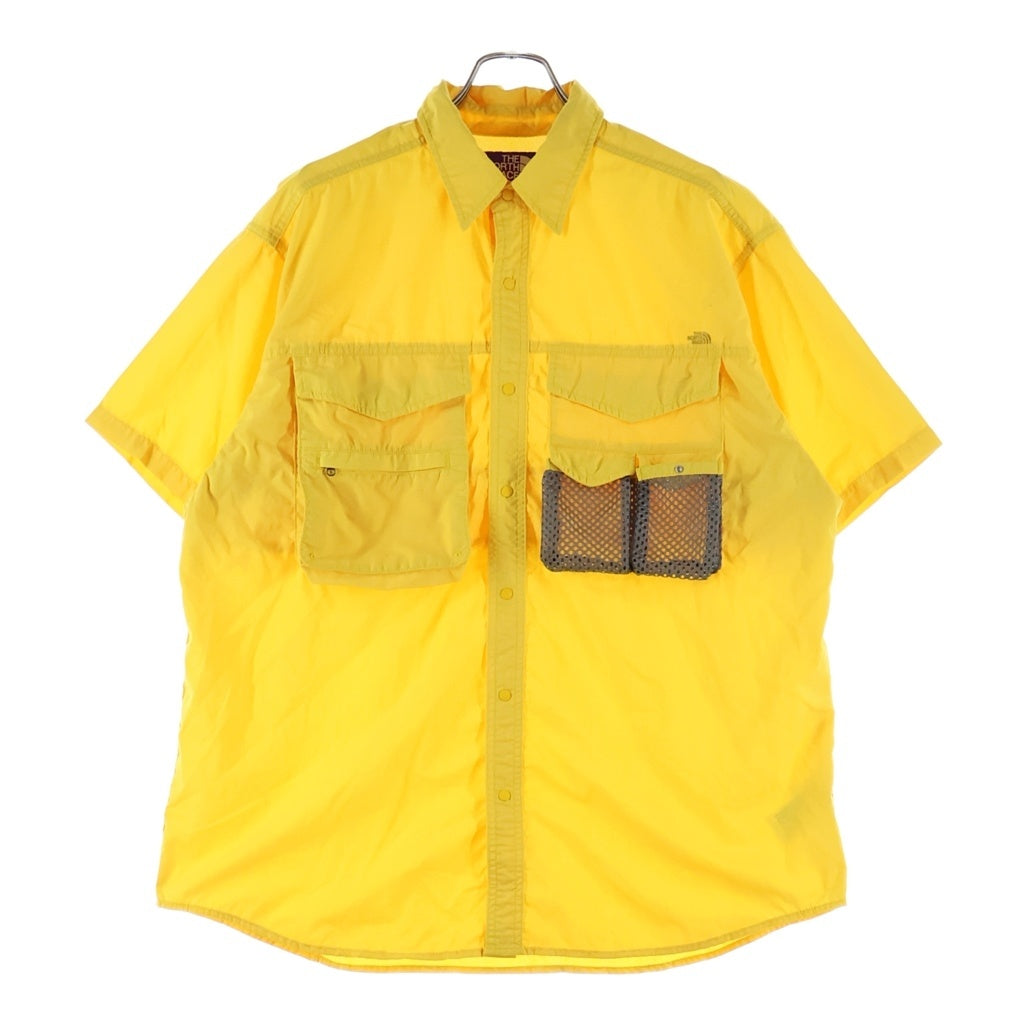 THE NORTH FACE(ザノースフェイス) Purple Label Polyester Linen Field H/S Shirt スナップ ボタン 半袖 シャツ イエロー NT3320N