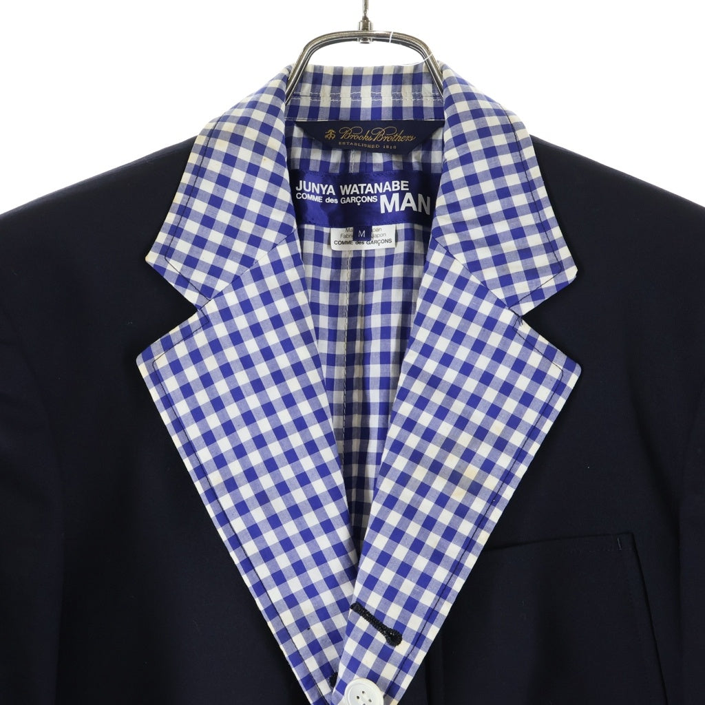 JUNYA WATANABE COMME des GARCONS(ジュンヤワタナベ コムデギャルソン) 09SS ×BROOKS BROTHERS ドッキング ギンガム チェック 金ボタン 3B テーラード ジャケット