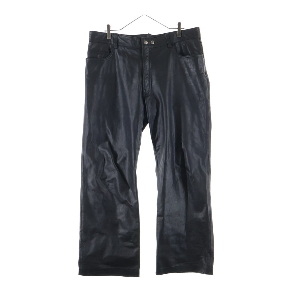 NO BRAND(ノーブランド) DEGNER 牛革 レザー スナップ ボタン ライダース パンツ ブラック