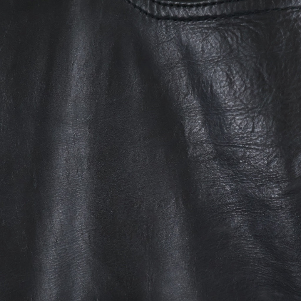 NO BRAND(ノーブランド) DEGNER 牛革 レザー スナップ ボタン ライダース パンツ ブラック