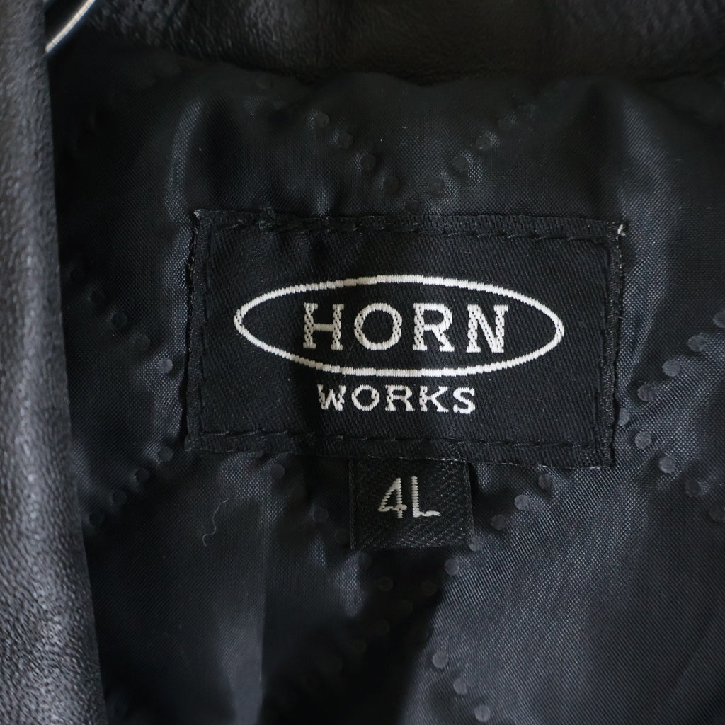HORN WORKS(ホーンワークス) バッファロー レザー ダブル ライダース ジャケット ブラック