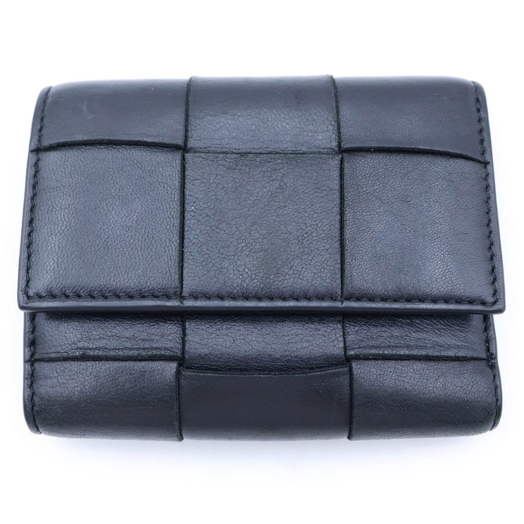 BOTTEGA VENETA(ボッテガヴェネタ) カセット マキシイントレチャート レザーウォレット 三つ折り財布 ブラック 651372