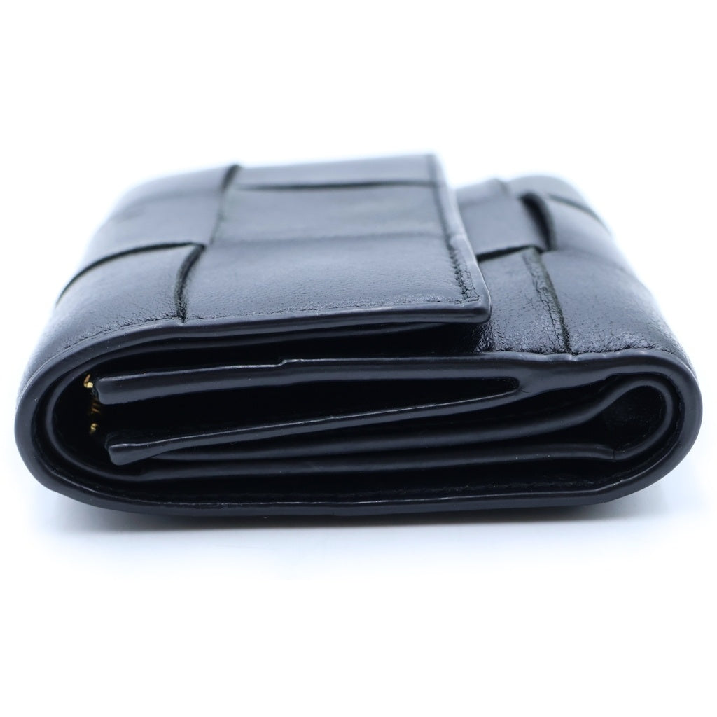 BOTTEGA VENETA(ボッテガヴェネタ) カセット マキシイントレチャート レザーウォレット 三つ折り財布 ブラック 651372