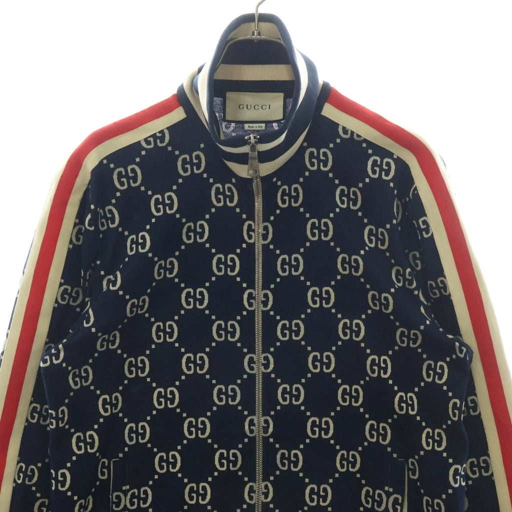 GUCCI(グッチ) GG 総柄 ジャガード ジップアップ トラック ジャケット ネイビー