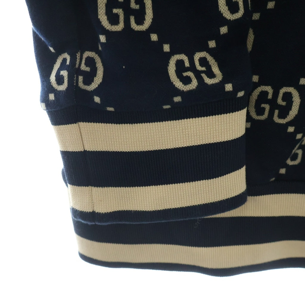 GUCCI(グッチ) GG 総柄 ジャガード ジップアップ トラック ジャケット ネイビー