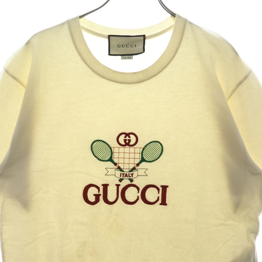 GUCCI(グッチ) 20SS Club Multi Tee ロゴ 刺繍 ラケット 半袖 Tシャツ カットソー ホワイト