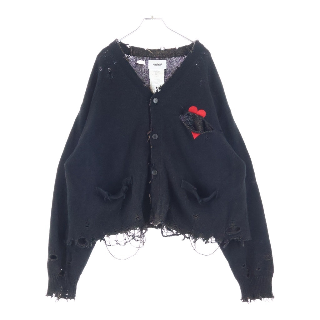 doublet(ダブレット) 23AW BROKEN HEART CARDIGAN ブロークン ハート カーディガン ブラック 23AW56KN136