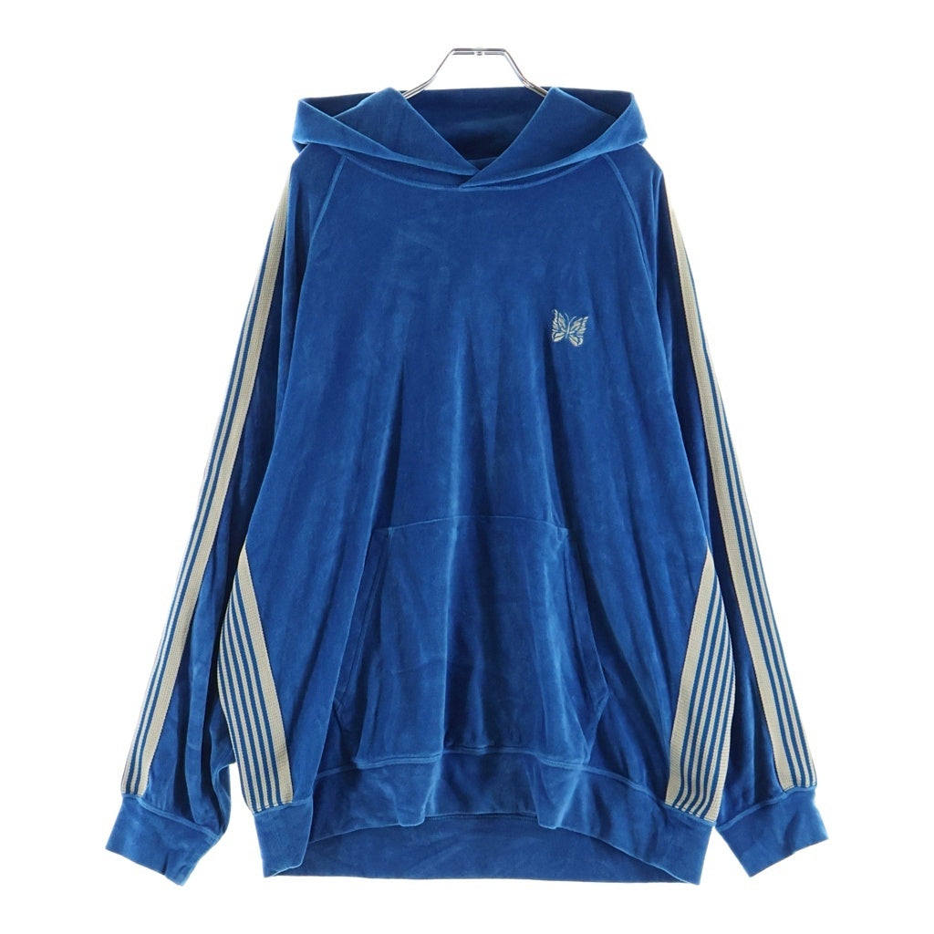 Needles(ニードルス) Track Hoody トラックフーディー ベロア プルオーバーパーカー ブルー KP226