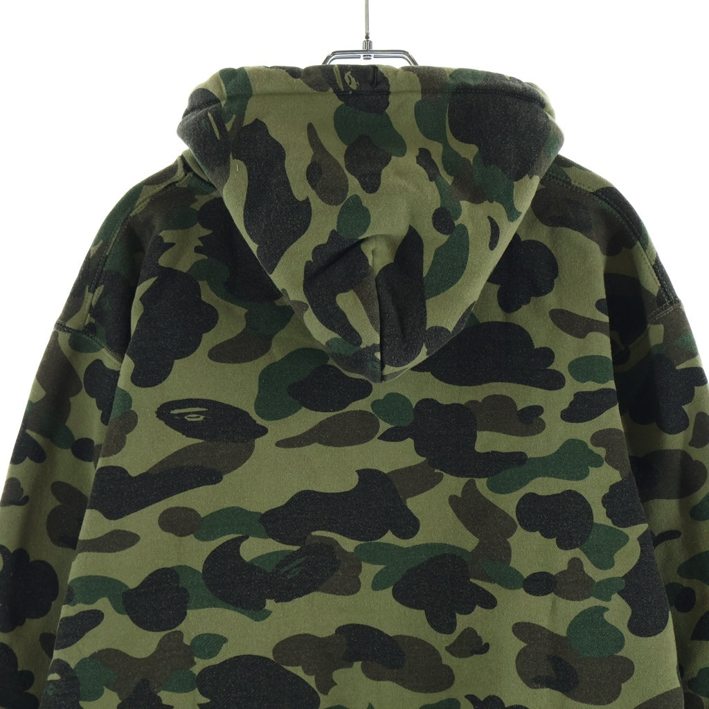 A BATHING APE(アベイシングエイプ) ×Champion 1st Camo ロゴ ワッペン フーデット スウェット シャツ パーカー カーキ