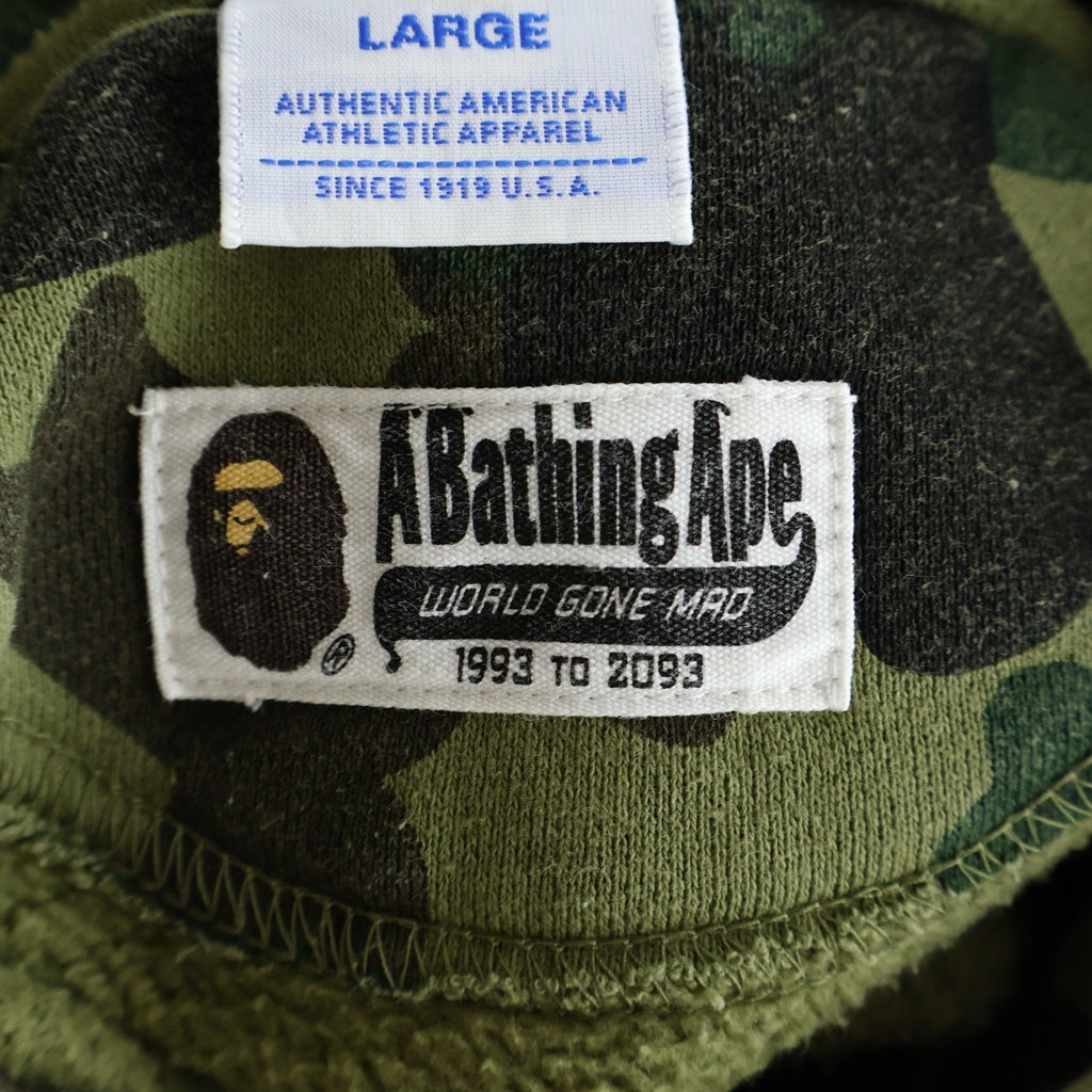 A BATHING APE(アベイシングエイプ) ×Champion 1st Camo ロゴ ワッペン フーデット スウェット シャツ パーカー カーキ