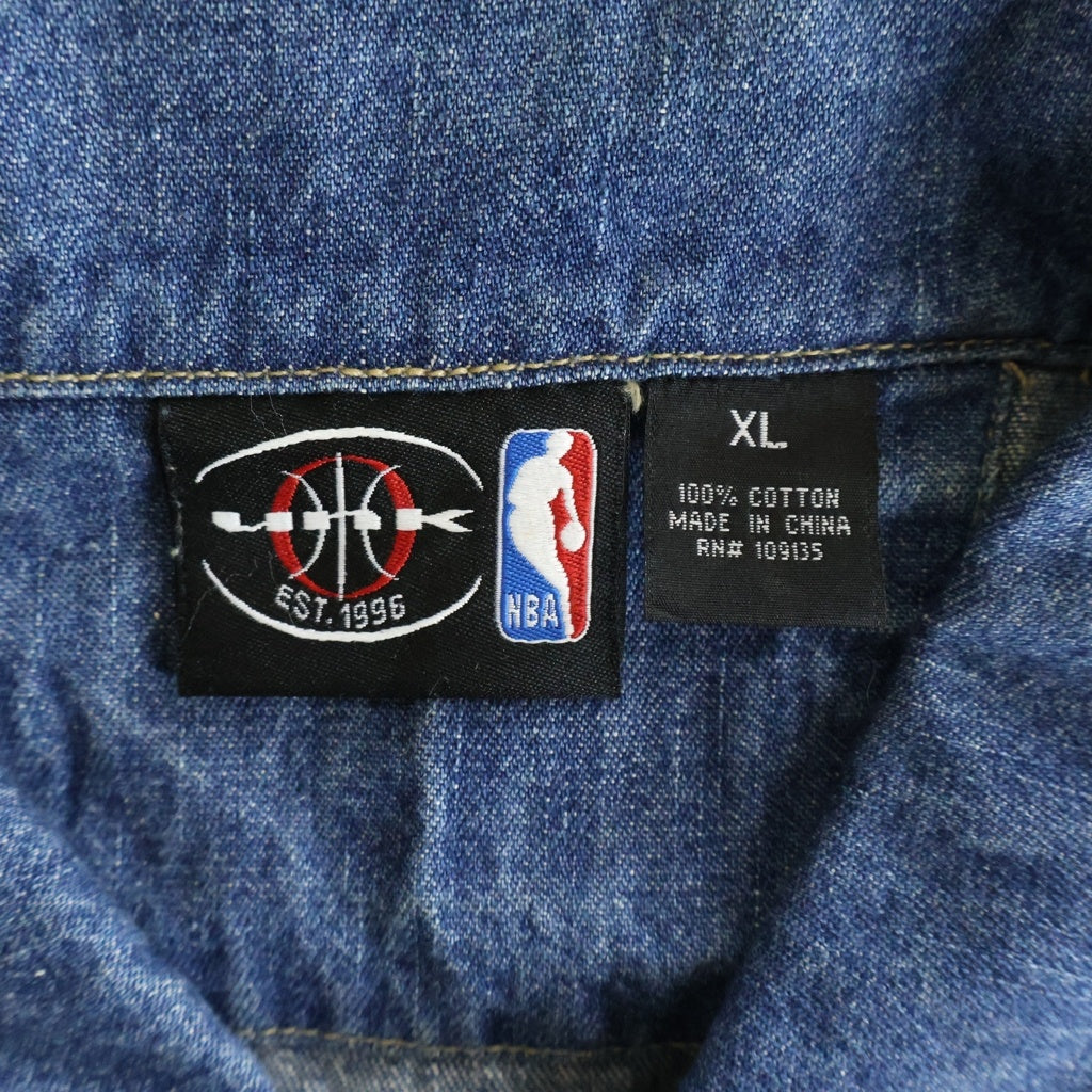 NO BRAND(ノーブランド) UNK NBA チーム ロゴ 刺繍 デニム ジャケット インディゴ