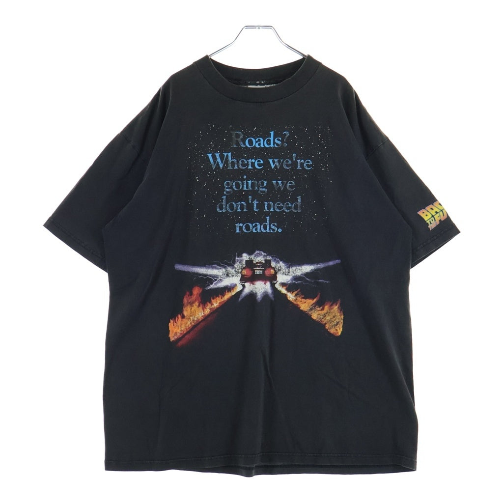 VINTAGE(ヴィンテージ) 90S バック トゥ ザ フューチャー ユニバーサルスタジオ デロリアン プリント 半袖 Tシャツ カットソー ブラック