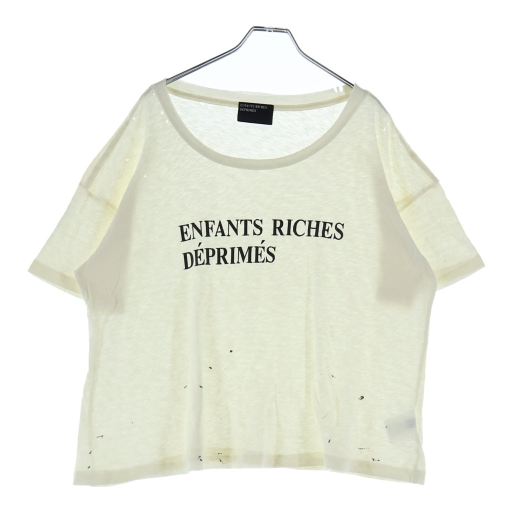 NO BRAND(ノーブランド) ENFANTS RICHES DEPRIMES アンファン リッシュ デプリメ ロゴ プリント ダメージ加工 半袖 Tシャツ カットソー アイボリー