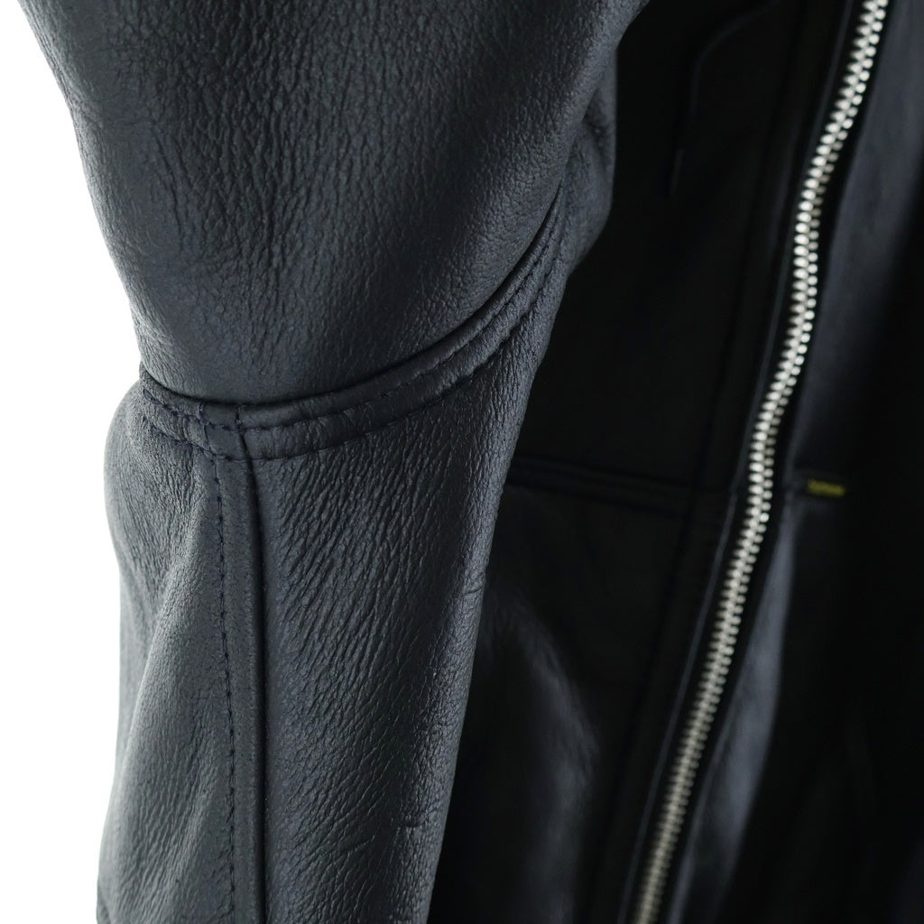 SUPREME(シュプリーム) 25AW ×Schott Shearling Hooded Work Jacket シープスキン レザージップアップ ジャケット ブラック