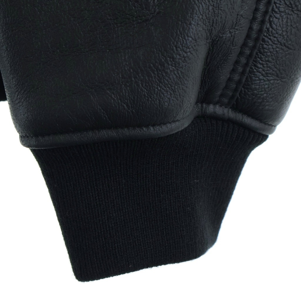 SUPREME(シュプリーム) 25AW ×Schott Shearling Hooded Work Jacket シープスキン レザージップアップ ジャケット ブラック