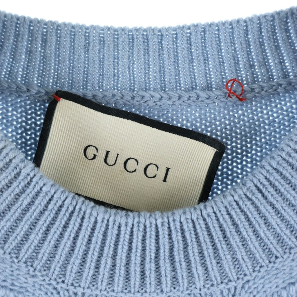 GUCCI(グッチ) Sergio Mora PRIVILEGIUM フロント刺繍 ウールセーター ブルー 519442
