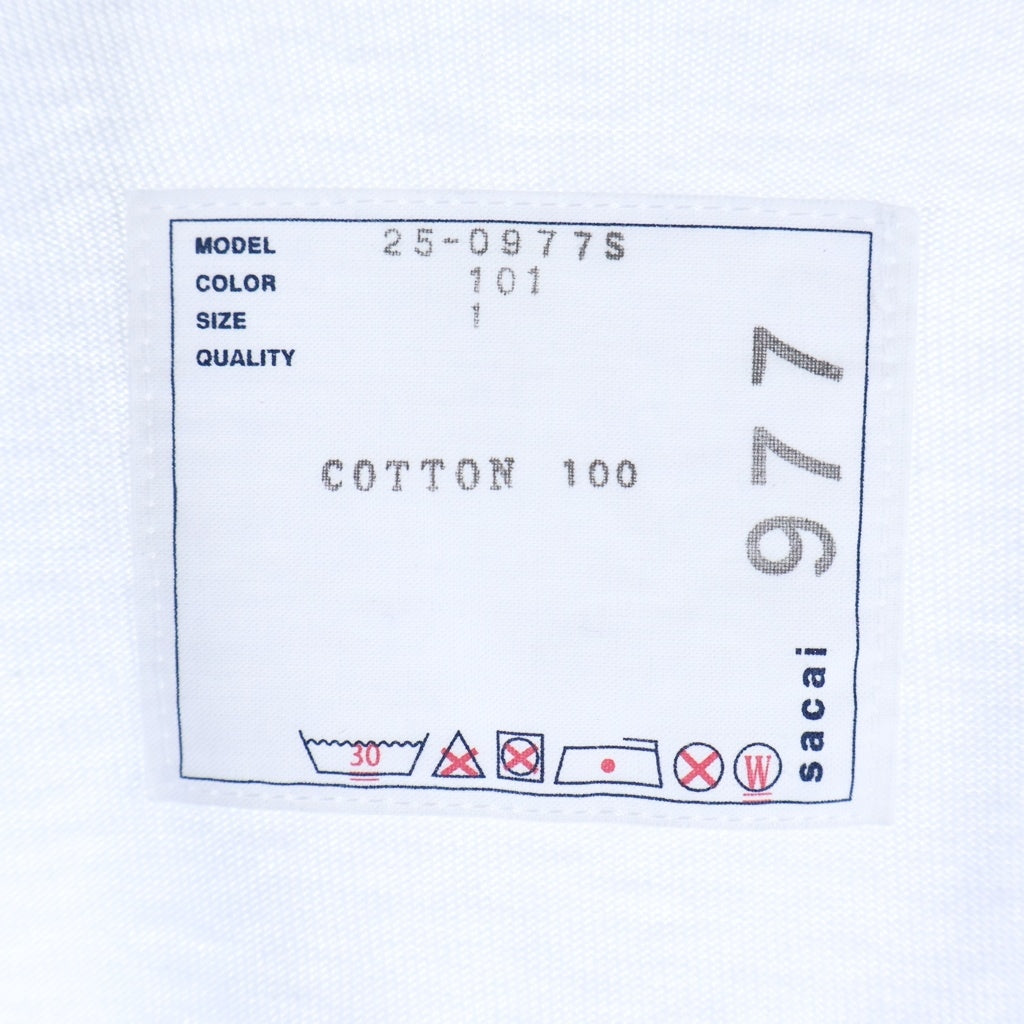 Sacai(サカイ) 25SS Flock Print T-Shirt フロッキープリント フロックスローガン 半袖 Tシャツ カットソー ホワイト 25-0977S