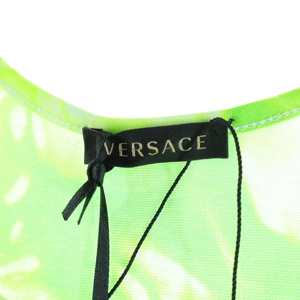 VERSACE(ヴェルサーチ) 20SS タイダイ サイン ロゴ プリント ノースリーブ Tシャツ グリーン レディース
