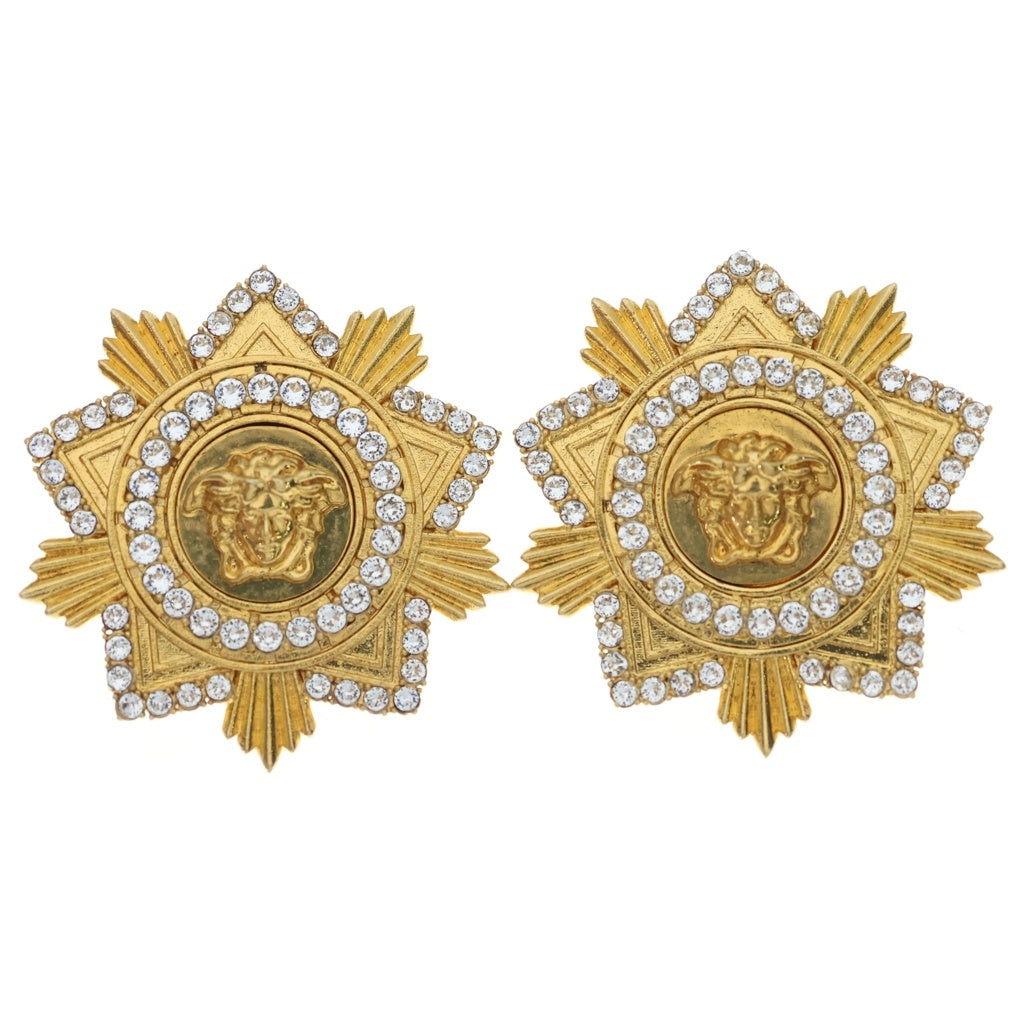 VERSACE(ヴェルサーチ) Starburst Medusa クリスタル・ゴールドトーン イヤリング ゴールド DG2H366 レディース