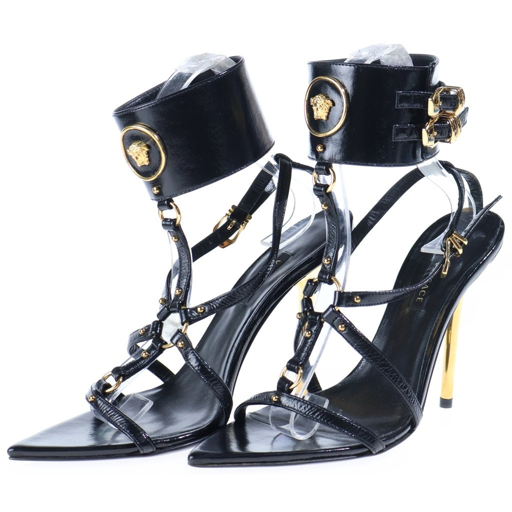 VERSACE(ヴェルサーチ) メデューサ レザー サンダル ヒール ブラック DSR986P レディース