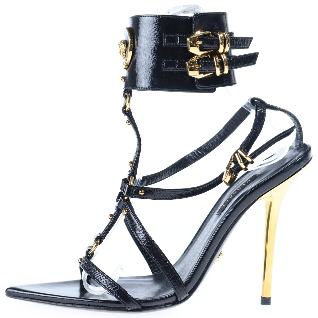 VERSACE(ヴェルサーチ) メデューサ レザー サンダル ヒール ブラック DSR986P レディース