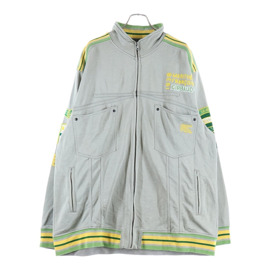 NO BRAND(ノーブランド) MARITHE + FRANCOIS GIRBAUD 90S ロゴ エンブロイド ジップ アップ トラック ジャケット グレー