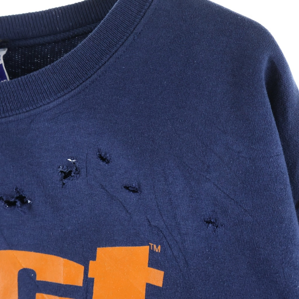 FUCT(ファクト) ×Chmpion ロゴ プリント クルーネック スウェット シャツ ネイビー