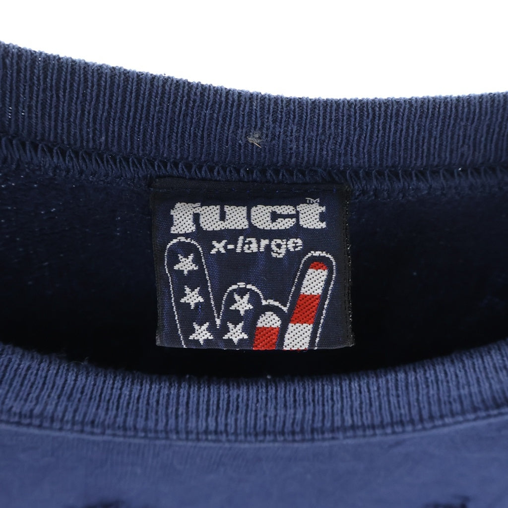 FUCT(ファクト) ×Chmpion ロゴ プリント クルーネック スウェット シャツ ネイビー