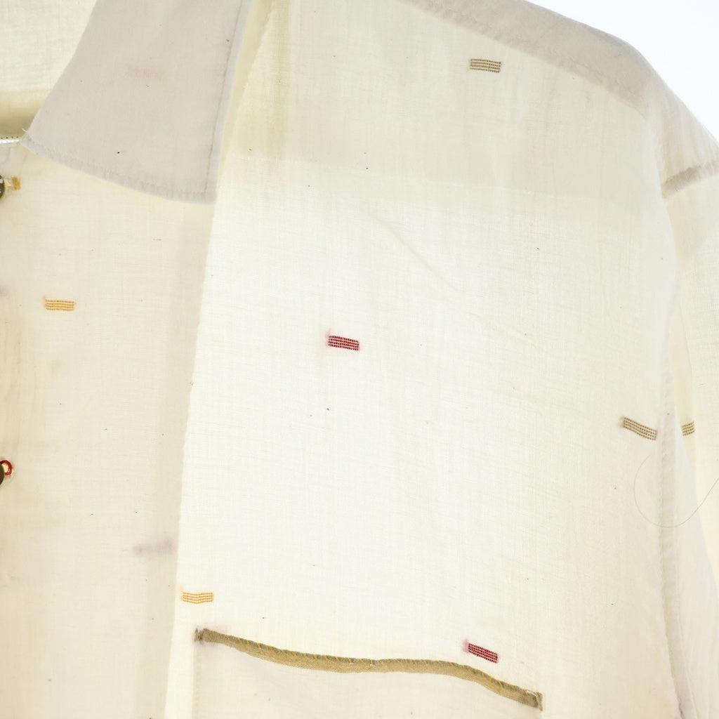 NO BRAND(ノーブランド) MAATEE&SONS OP JAMDANI ステッチ デザイン オープン カラー シャツ アイボリー MT5103-0611