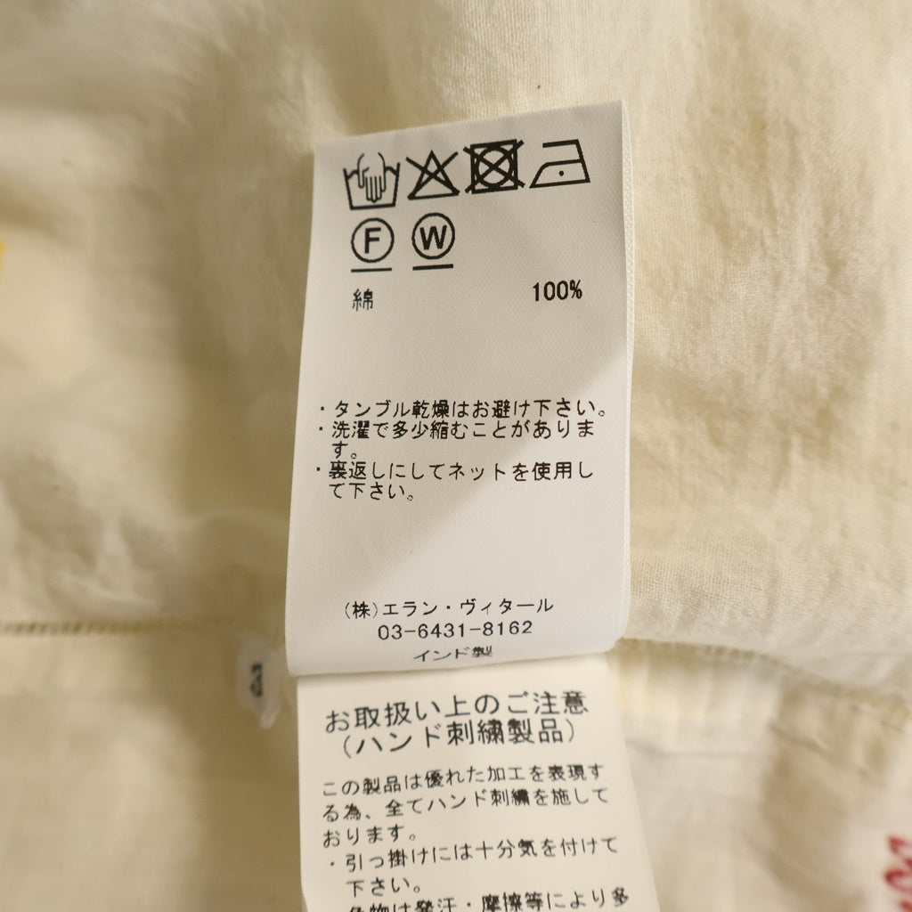 NO BRAND(ノーブランド) MAATEE&SONS OP JAMDANI ステッチ デザイン オープン カラー シャツ アイボリー MT5103-0611
