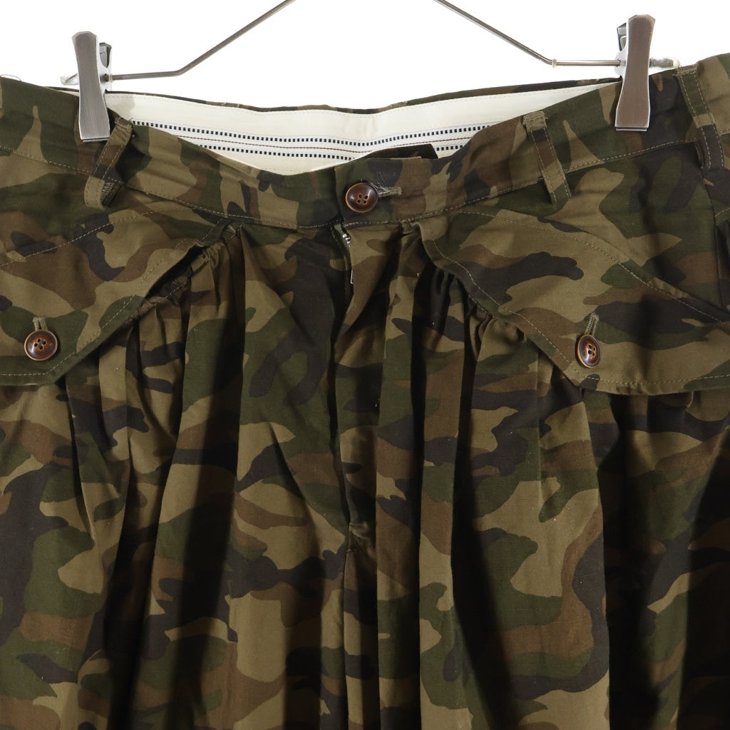 KHOKI(コッキ) GATHER CAMO PANTS ギャザーカモパンツ ワイド カモ柄 パンツ カーキ 25fw-p-10