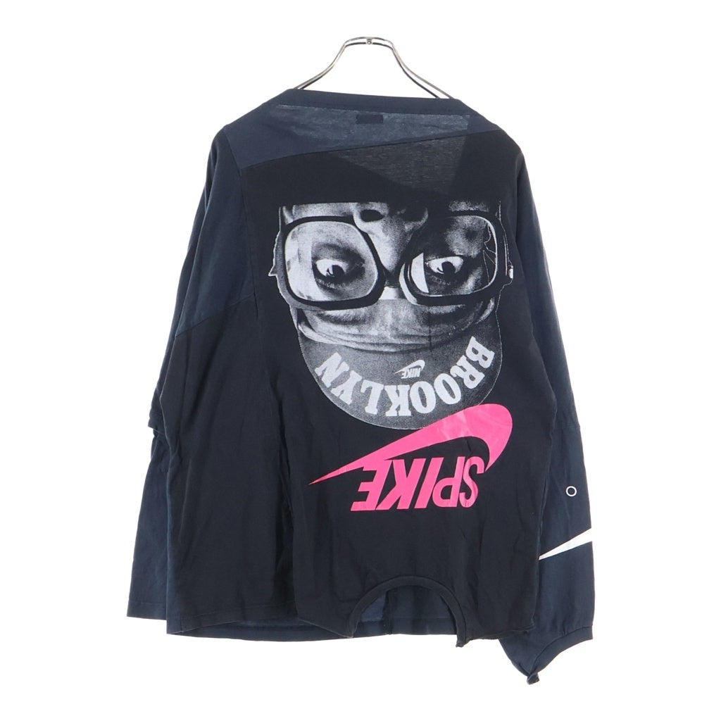 OLD PARK(オールドパーク) ×NIKE 再構築 ロゴ プリント 長袖 Tシャツ カットソー ブラック