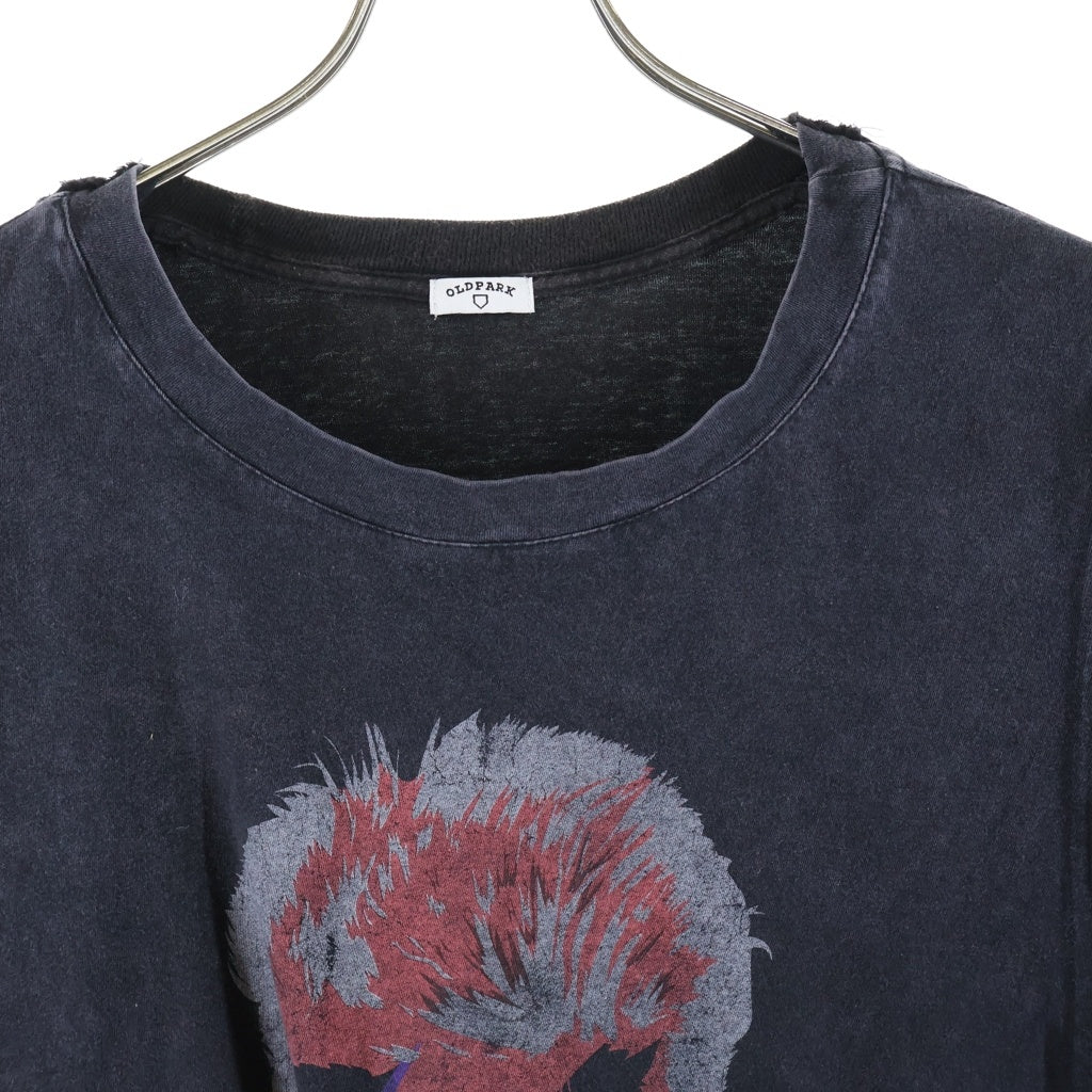 OLD PARK(オールドパーク) デヴィッド ボウイ 再構築 グラフィック プリント 半袖 Tシャツ カットソー ブラック