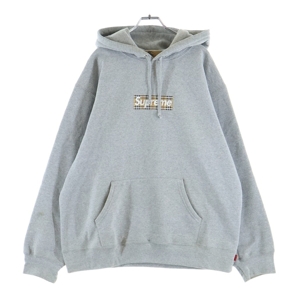 SUPREME(シュプリーム) 22SS ×BURBERRY Box Logo Hooded Sweatshirt バーバリー ボックスロゴ スウェットプルオーバーパーカー フーディー グレー