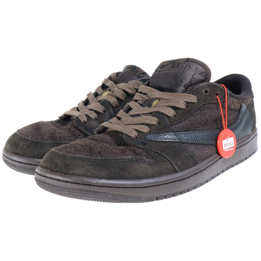 NIKE(ナイキ) ×TRAVIS SCOTT AIR JORDAN 1 LOW OG SP VELVET BROWN トラヴィススコット エアジョーダン1 ベルベットブラウン ローカットスニーカー ブラウン US8/26cm DM7866-202