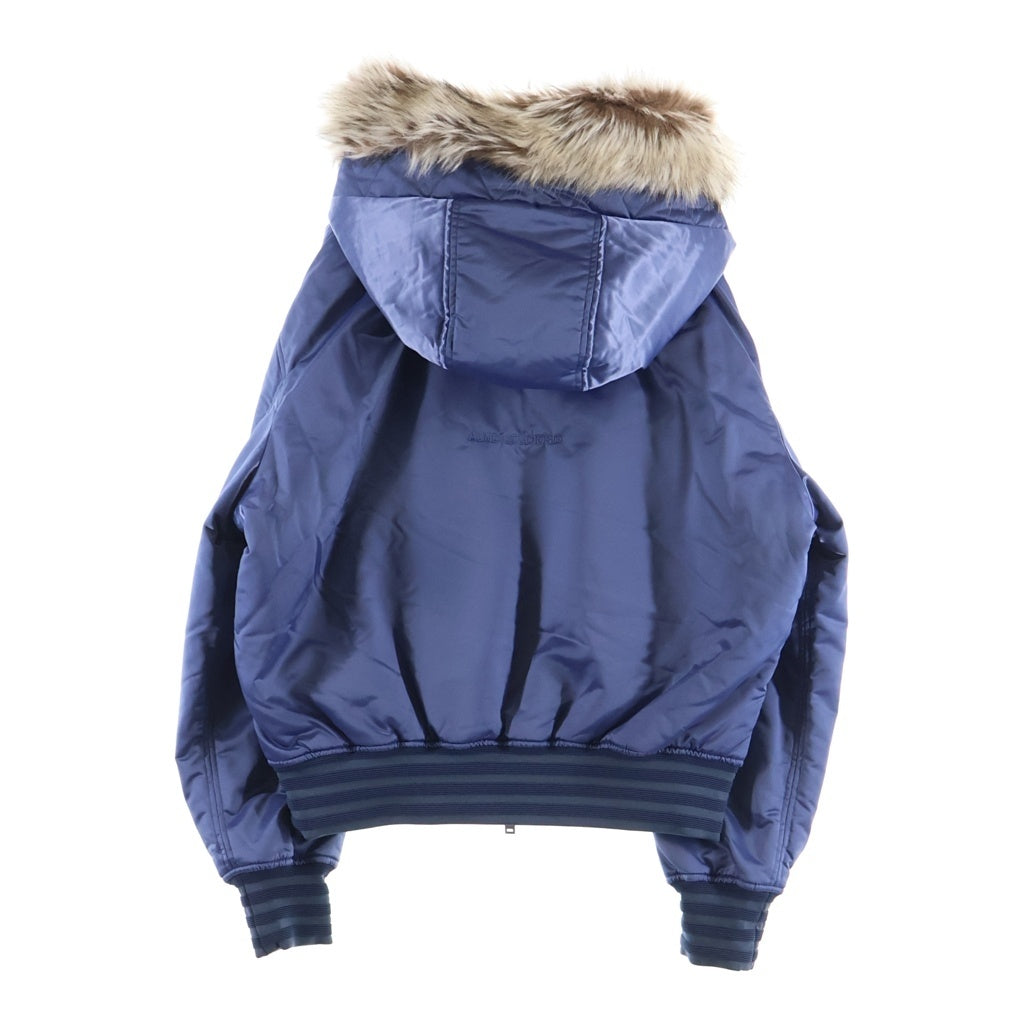 Acne Studios(アクネ ストゥディオズ) 23AW ファー付き フーデットジップアップボンバージャケット ブルゾン ブルー FN-MN-OUTW000962