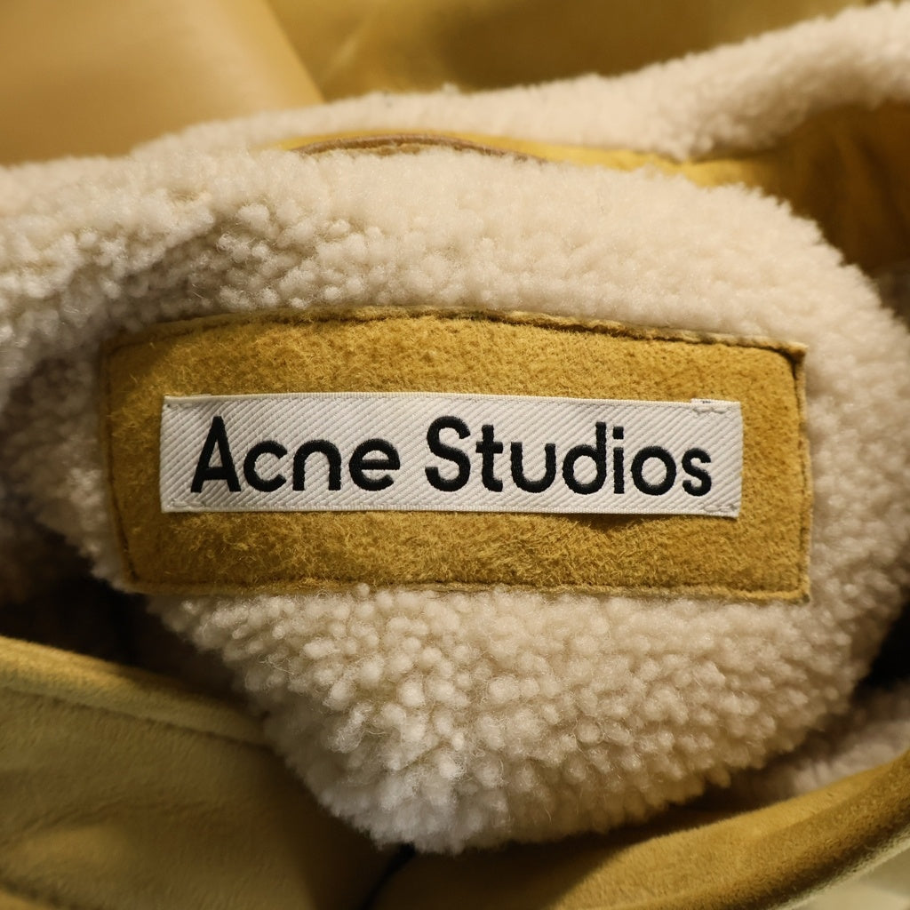 Acne Studios(アクネ ストゥディオズ) Leather Suede Shearling Overshirt スエードラムレザー オバーシャツジャケット イエロー FN-MN-LEAT000191