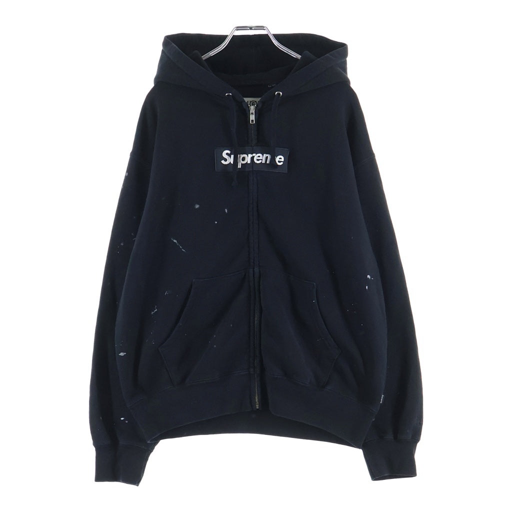 SUPREME(シュプリーム) ×MM6 Box Logo Zip Up Hooded Sweatshirt ×メゾンマルジェラ ボックスロゴ ジップアップ フーデッドスウェットシャツ ブラック
