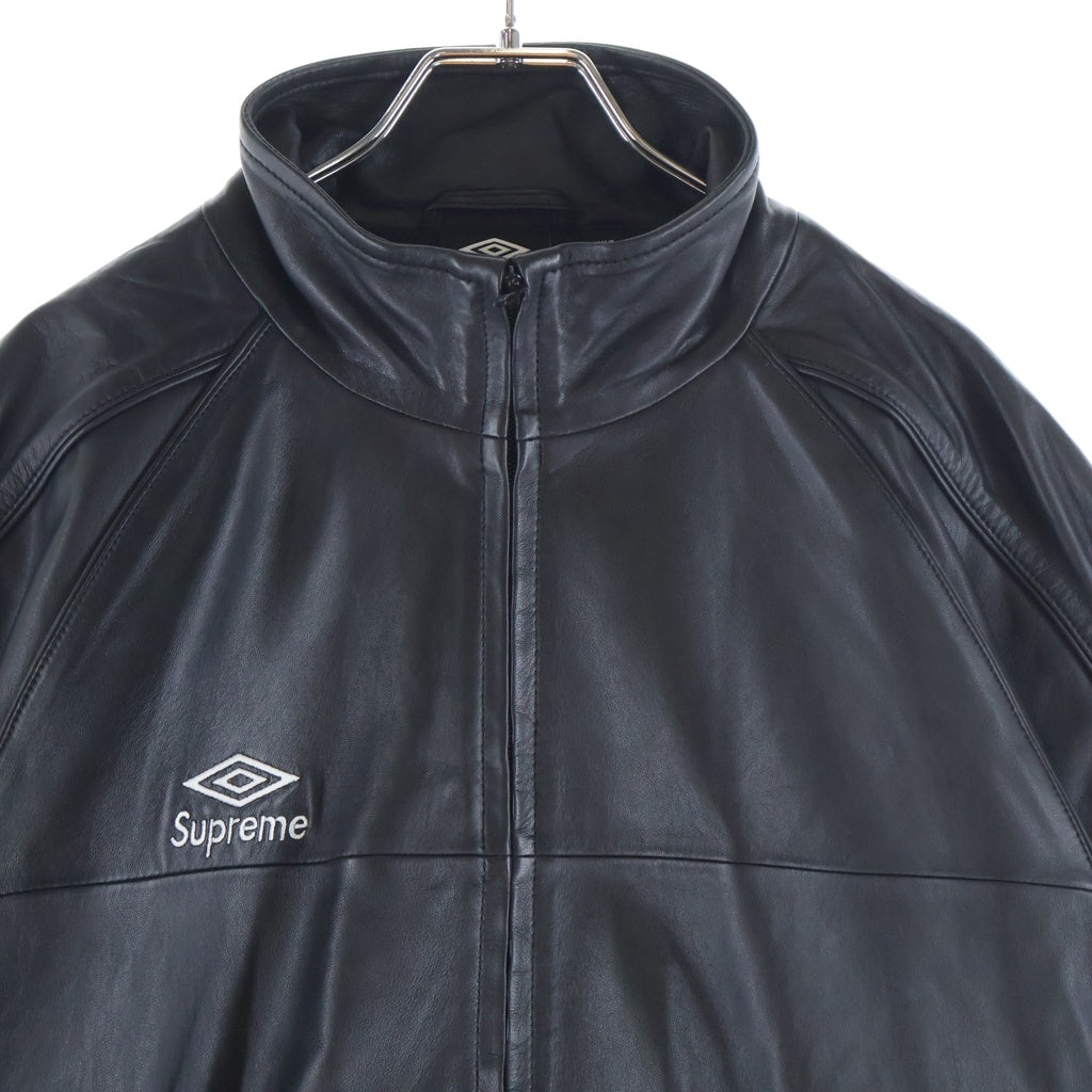 SUPREME(シュプリーム) 25SS ×UMBRO Leather Track Jacket レザー トラック ジップ アップ ジャケット ブラック