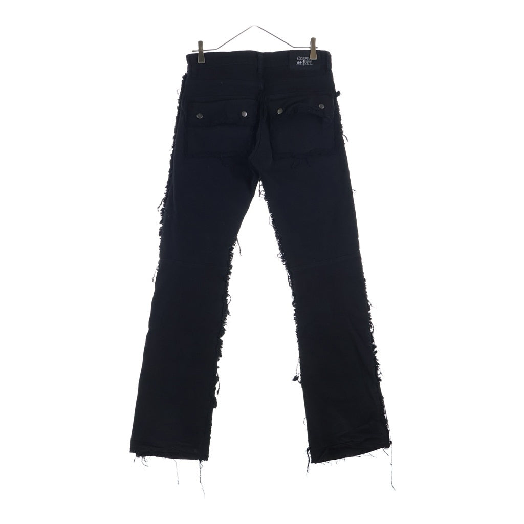 NO BRAND(ノーブランド) COPPER RIVET コッパーリベット クラッシュ加工 ストレート デニム スキニー パンツ ブラック